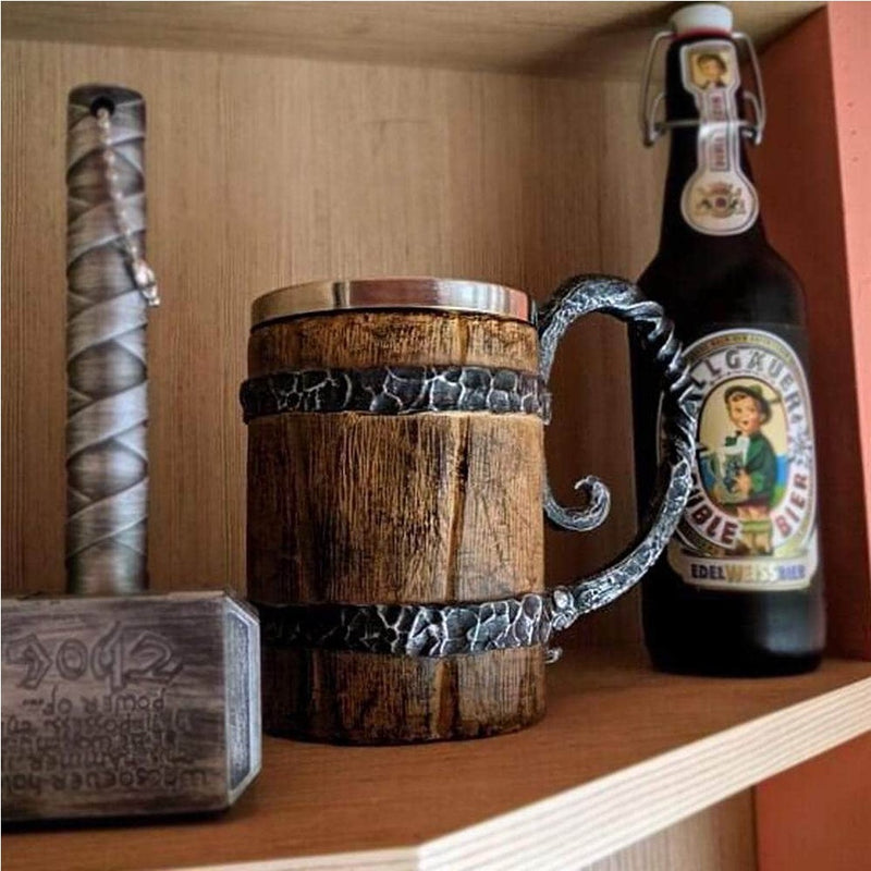 Wooden Barrel Stainless Steel Mug